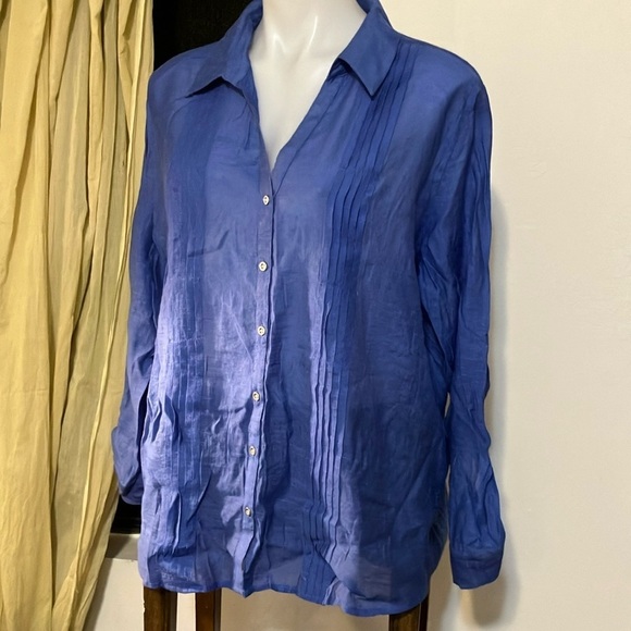 Chicos soft semi sheer button front light weight top size large/ chicos 2 - Picture 1 of 8
